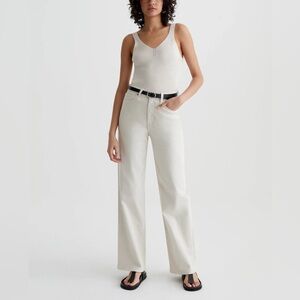 AG Kora High Rise Wide Leg Jeans In Opal Stone Size 30 Off White Denim Stretch